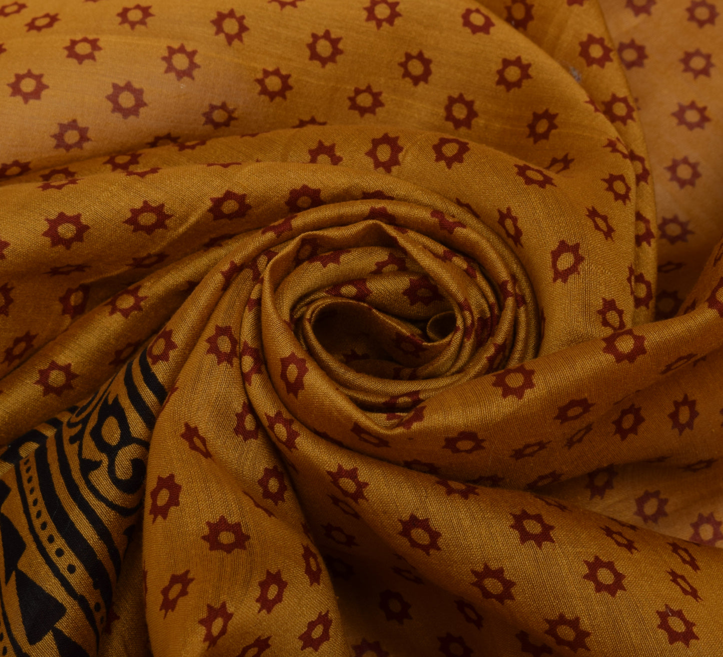Sushila Vintage Mustard Dupatta 100% Pure Cotton Printed Long Stole Long Veil