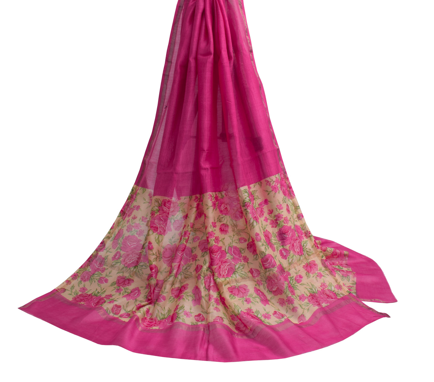 Sushila Vintage Dark Pink Dupatta 100% Pure Cotton Printed Long Stole Veil Hijab