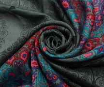 Sushila Vintage Gray Indian Dupatta 100% Pure Cotton Printed Long Stole Wrap