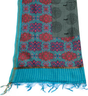 Sushila Vintage Gray Indian Dupatta 100% Pure Cotton Printed Long Stole Wrap