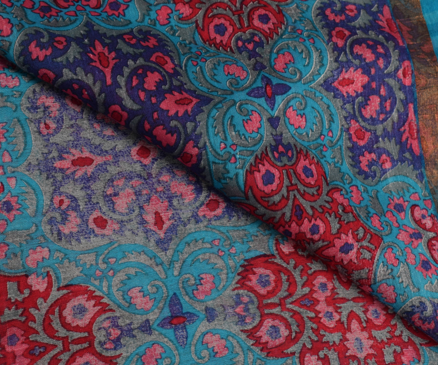 Sushila Vintage Gray Indian Dupatta 100% Pure Cotton Printed Long Stole Wrap