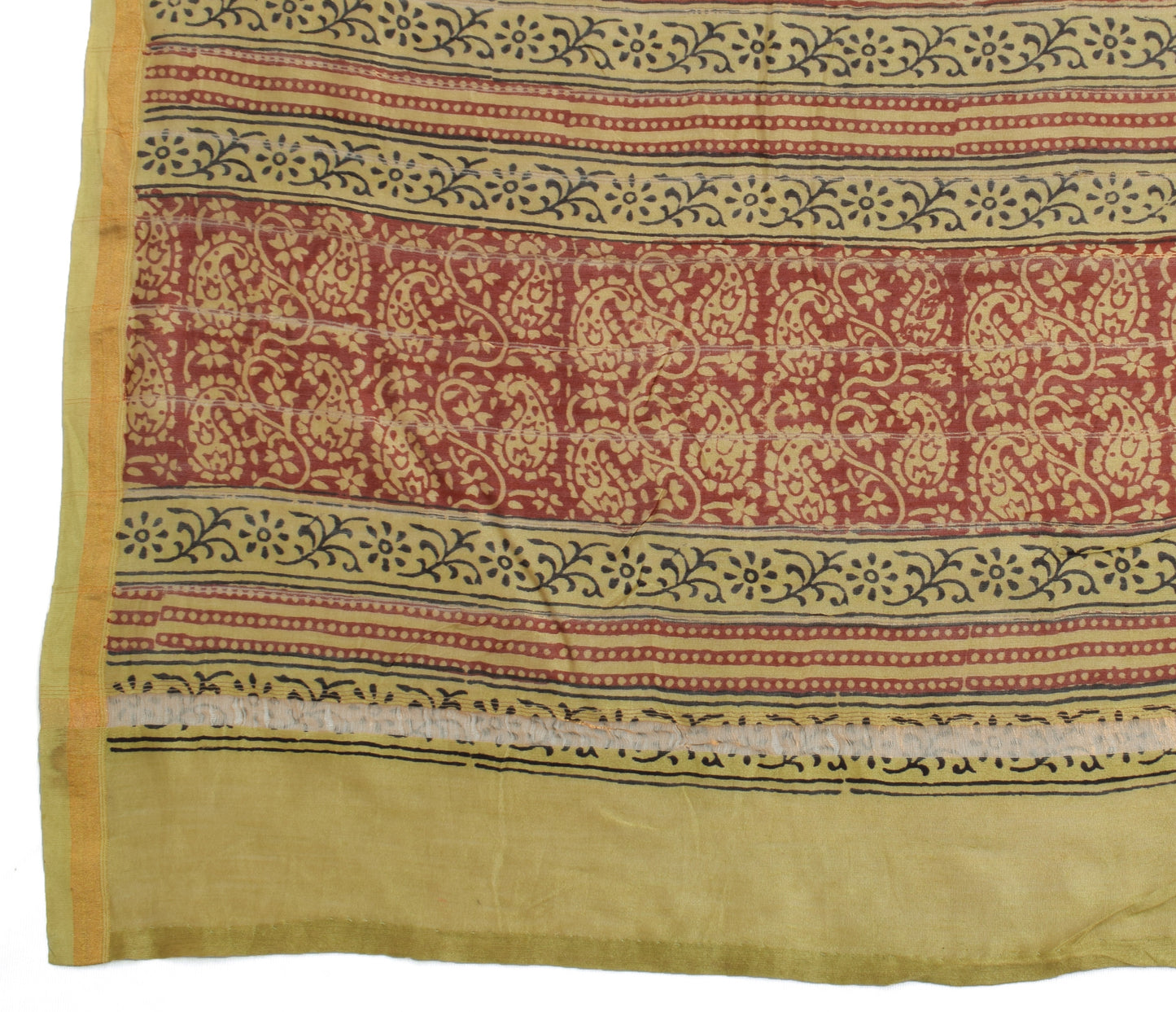 Sushila Vintage Brown Indian Dupatta Pure Cotton Hand Block Long Stole Veil Wrap