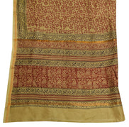 Sushila Vintage Brown Indian Dupatta Pure Cotton Hand Block Long Stole Veil Wrap
