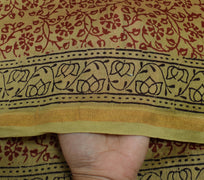 Sushila Vintage Brown Indian Dupatta Pure Cotton Hand Block Long Stole Veil Wrap