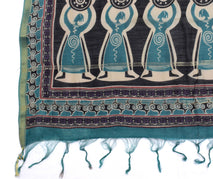 Sushila Vintage Black Indian Dupatta 100% Pure Silk Printed Long Stole Scarves
