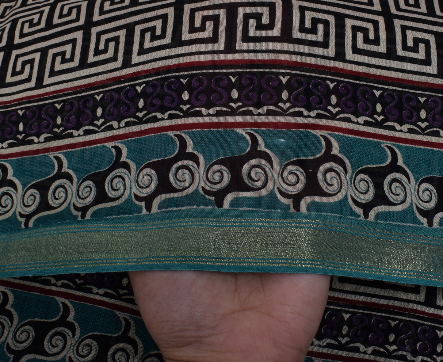 Sushila Vintage Black Indian Dupatta 100% Pure Silk Printed Long Stole Scarves