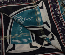 Sushila Vintage Black Indian Dupatta 100% Pure Silk Printed Long Stole Scarves