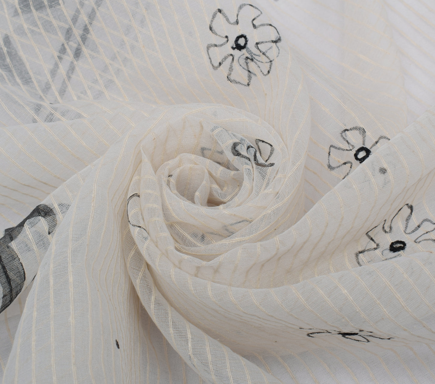 Sushila Vintage White Indian Dupatta Blend Tissue Printed Long Stole Veil