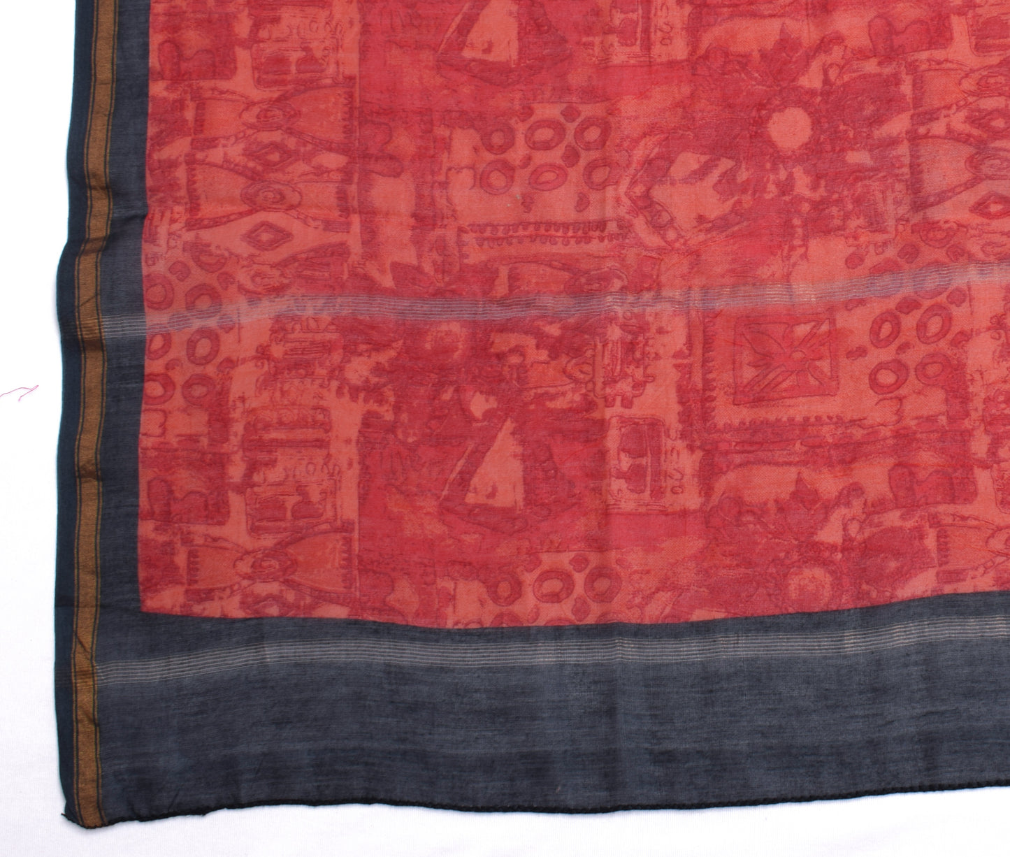 Sushila Vintage Dark Peach Dupatta Pure Cotton Printed Long Stole Veil Hijab