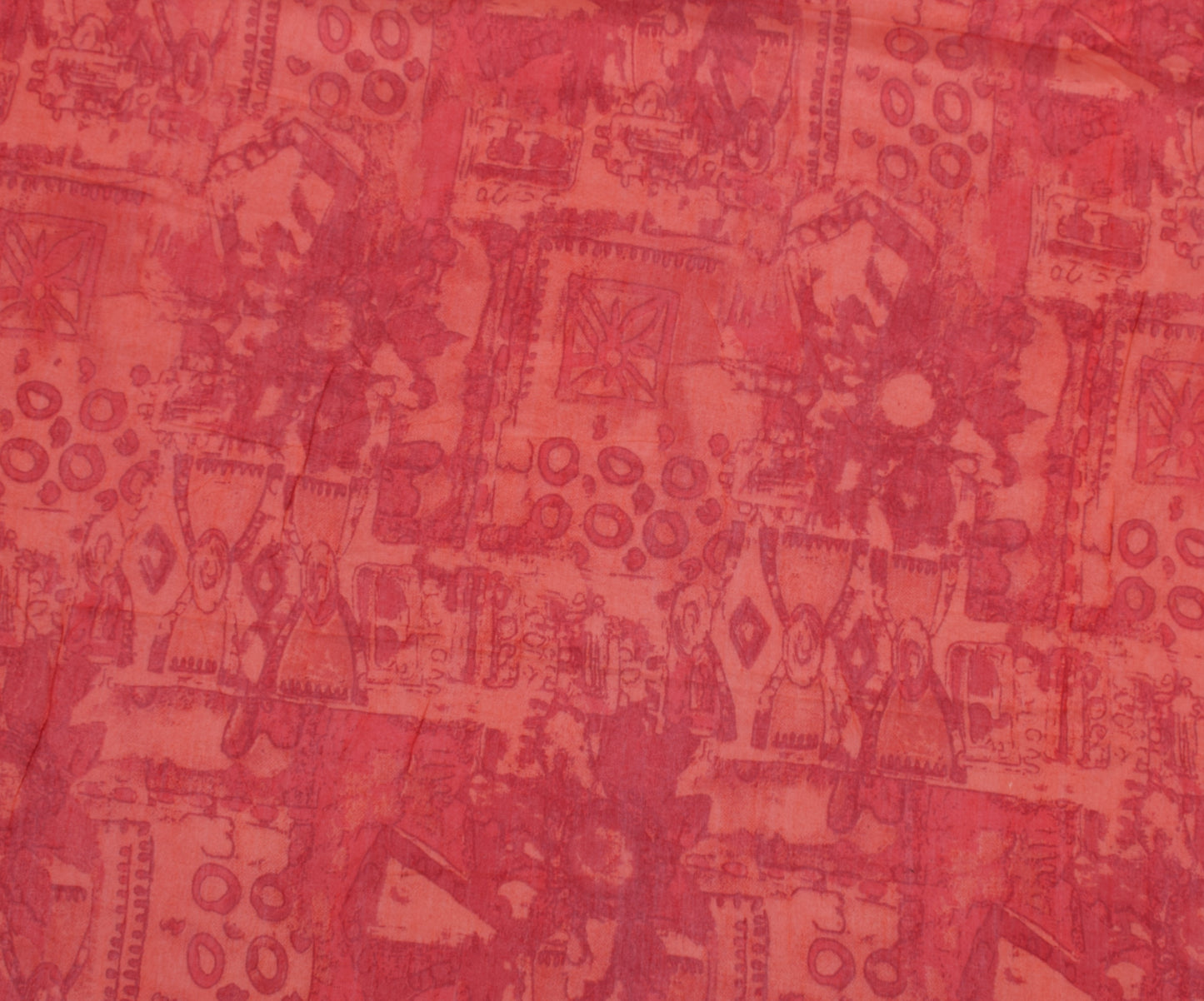 Sushila Vintage Dark Peach Dupatta Pure Cotton Printed Long Stole Veil Hijab