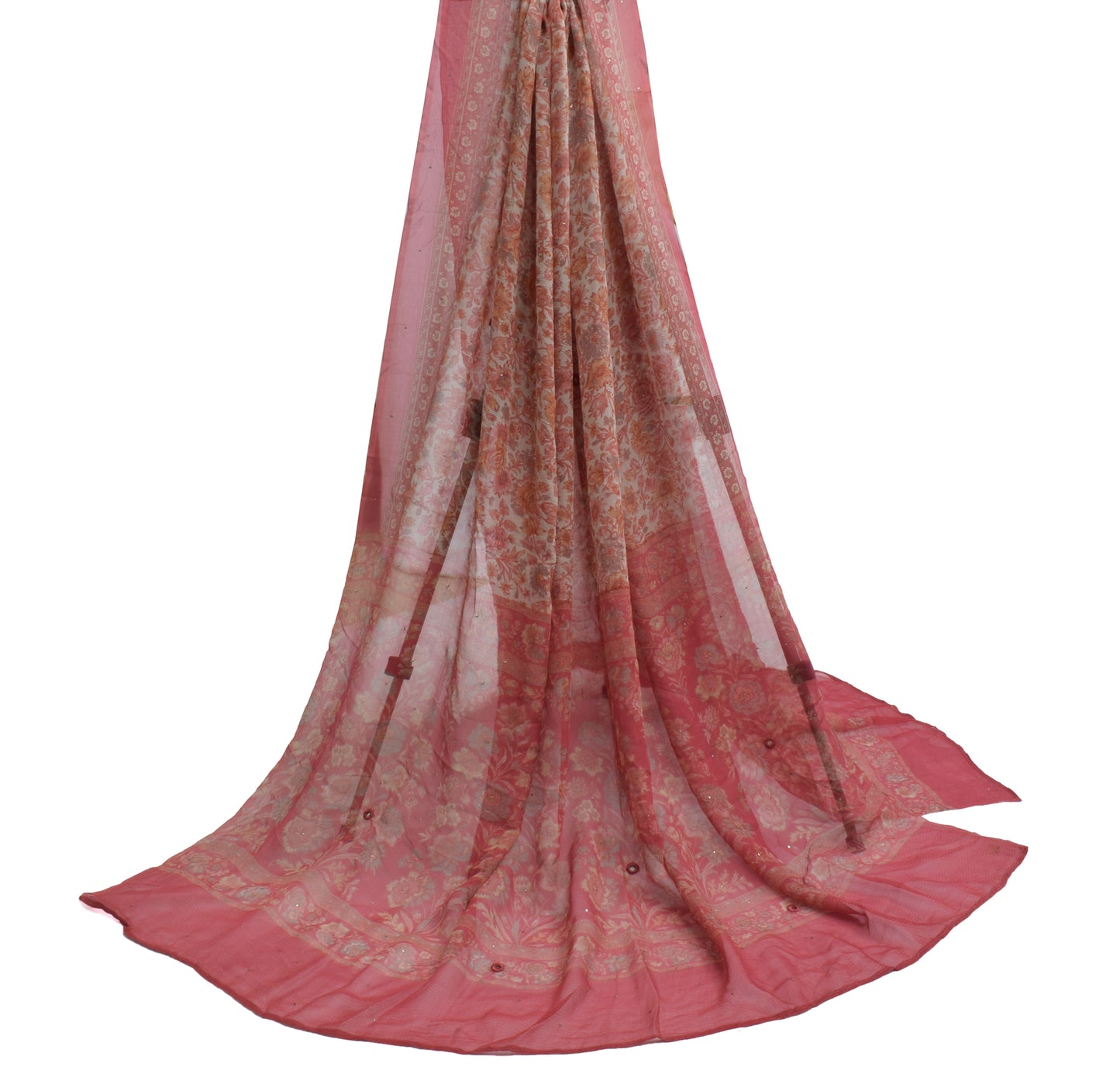 Sushila Vintage Off White Dupatta Pure Georgette Silk Printed Long Stole Scarves