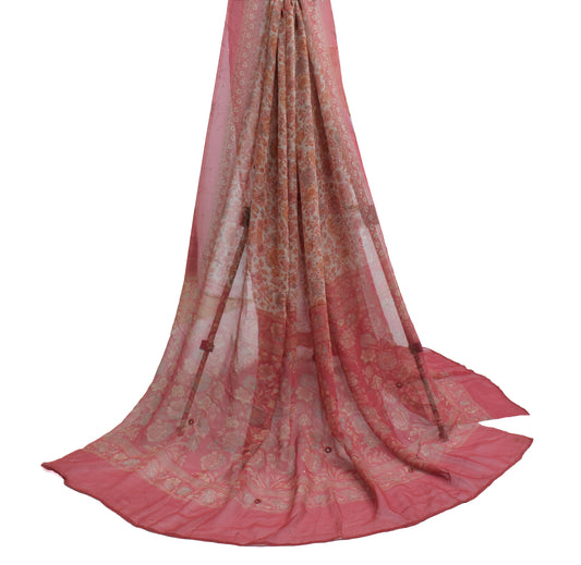 Sushila Vintage Off White Dupatta Pure Georgette Silk Printed Long Stole Scarves
