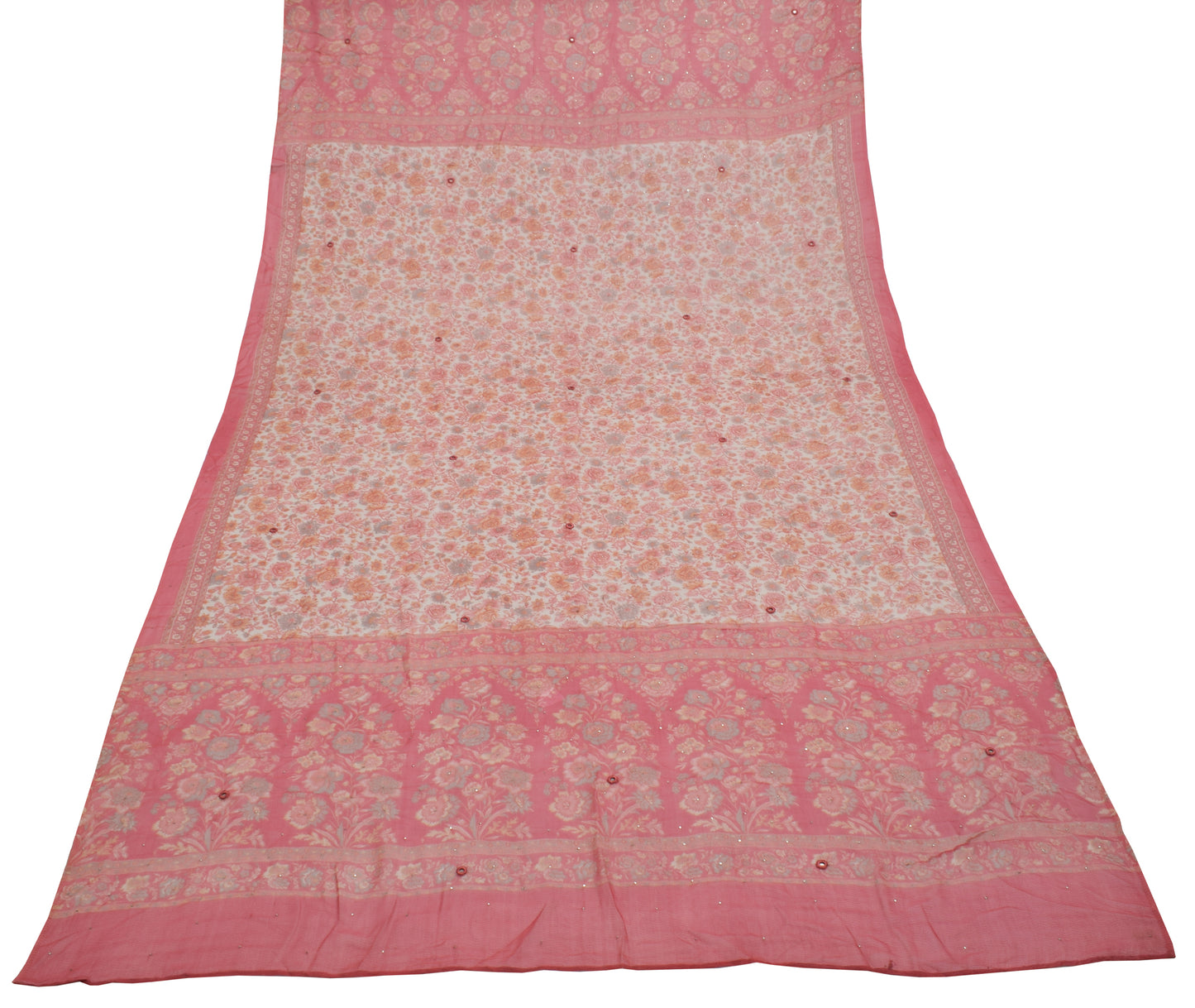 Sushila Vintage Off White Dupatta Pure Georgette Silk Printed Long Stole Scarves