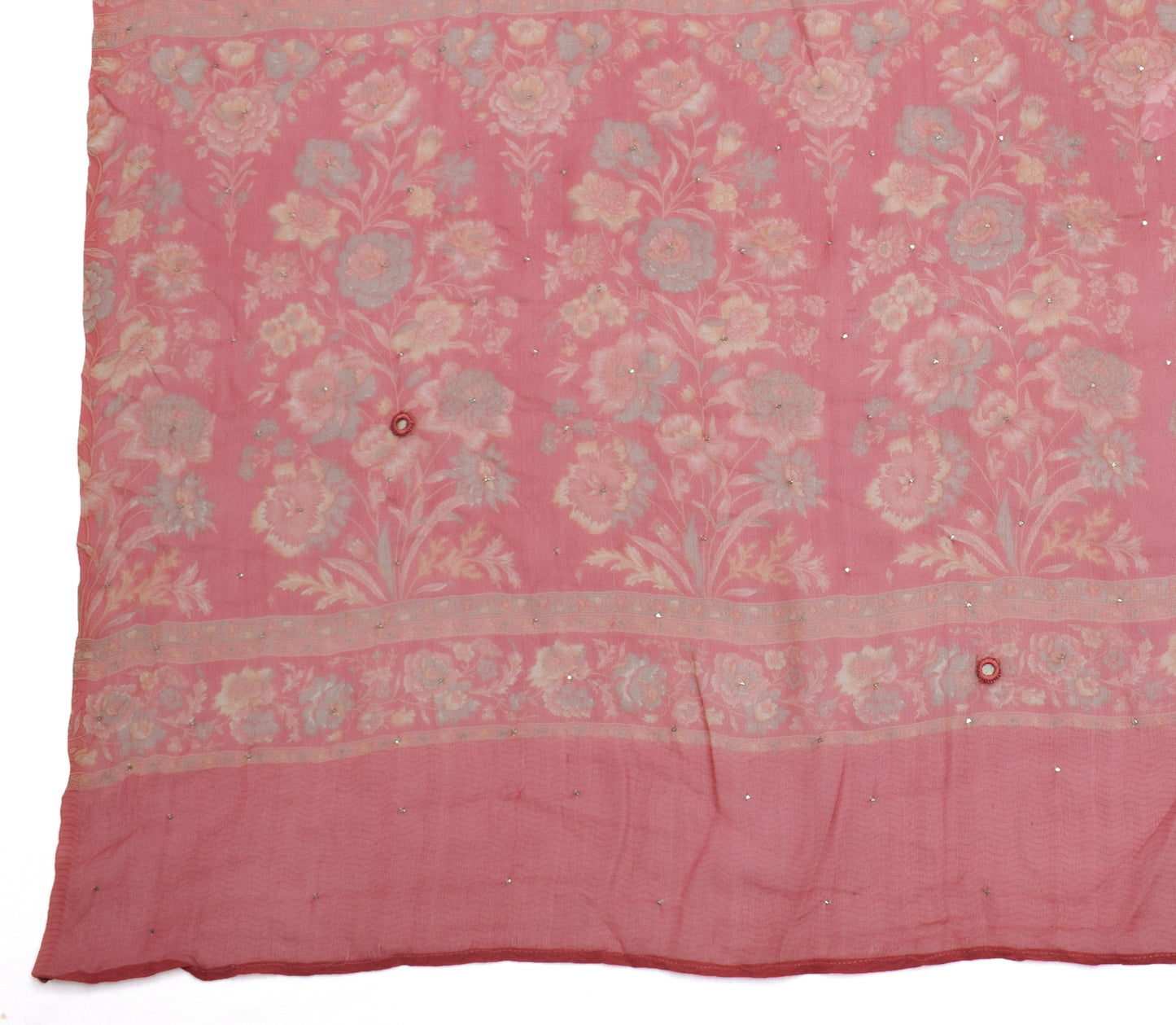 Sushila Vintage Off White Dupatta Pure Georgette Silk Printed Long Stole Scarves