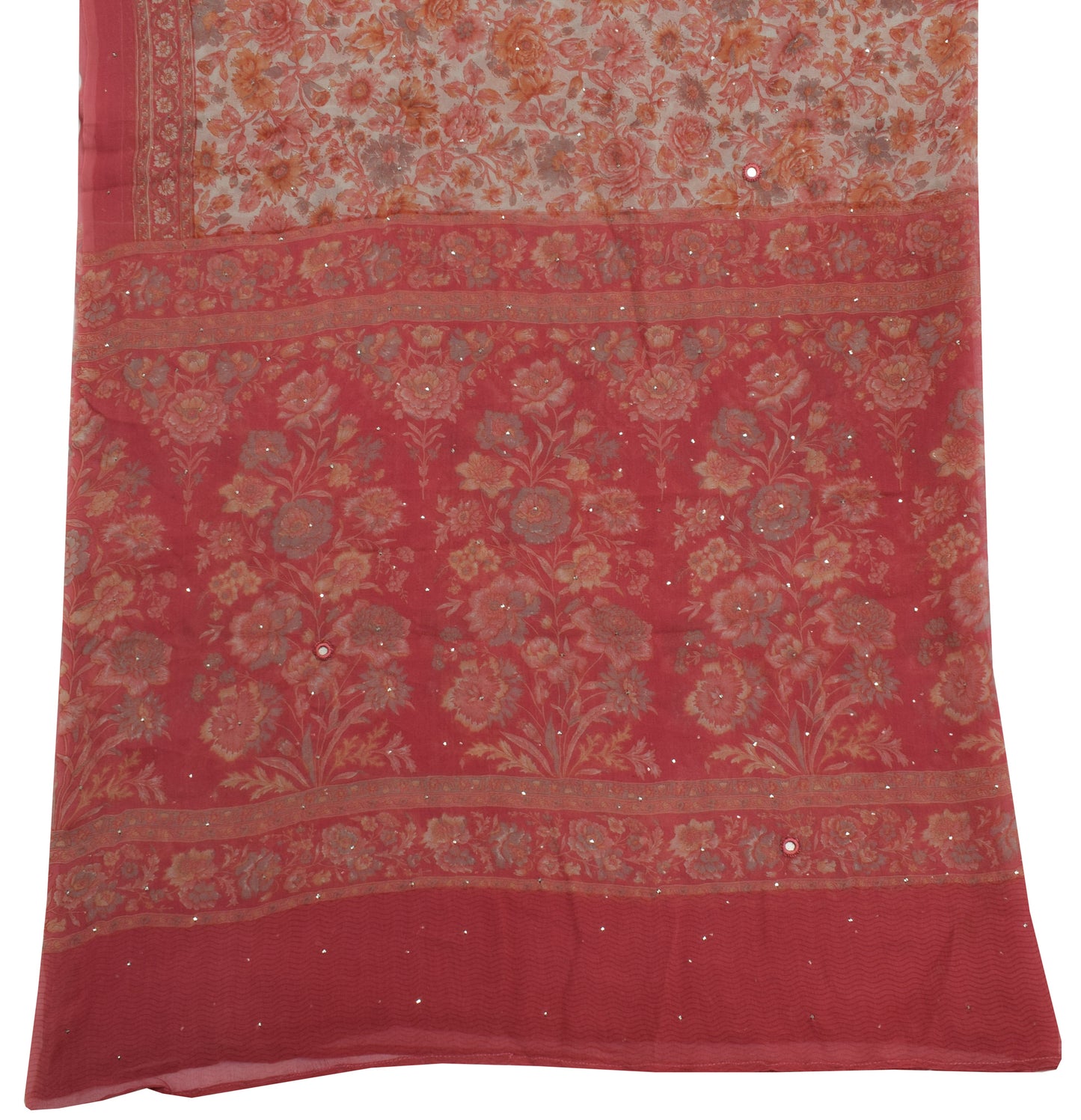Sushila Vintage Off White Dupatta Pure Georgette Silk Printed Long Stole Scarves