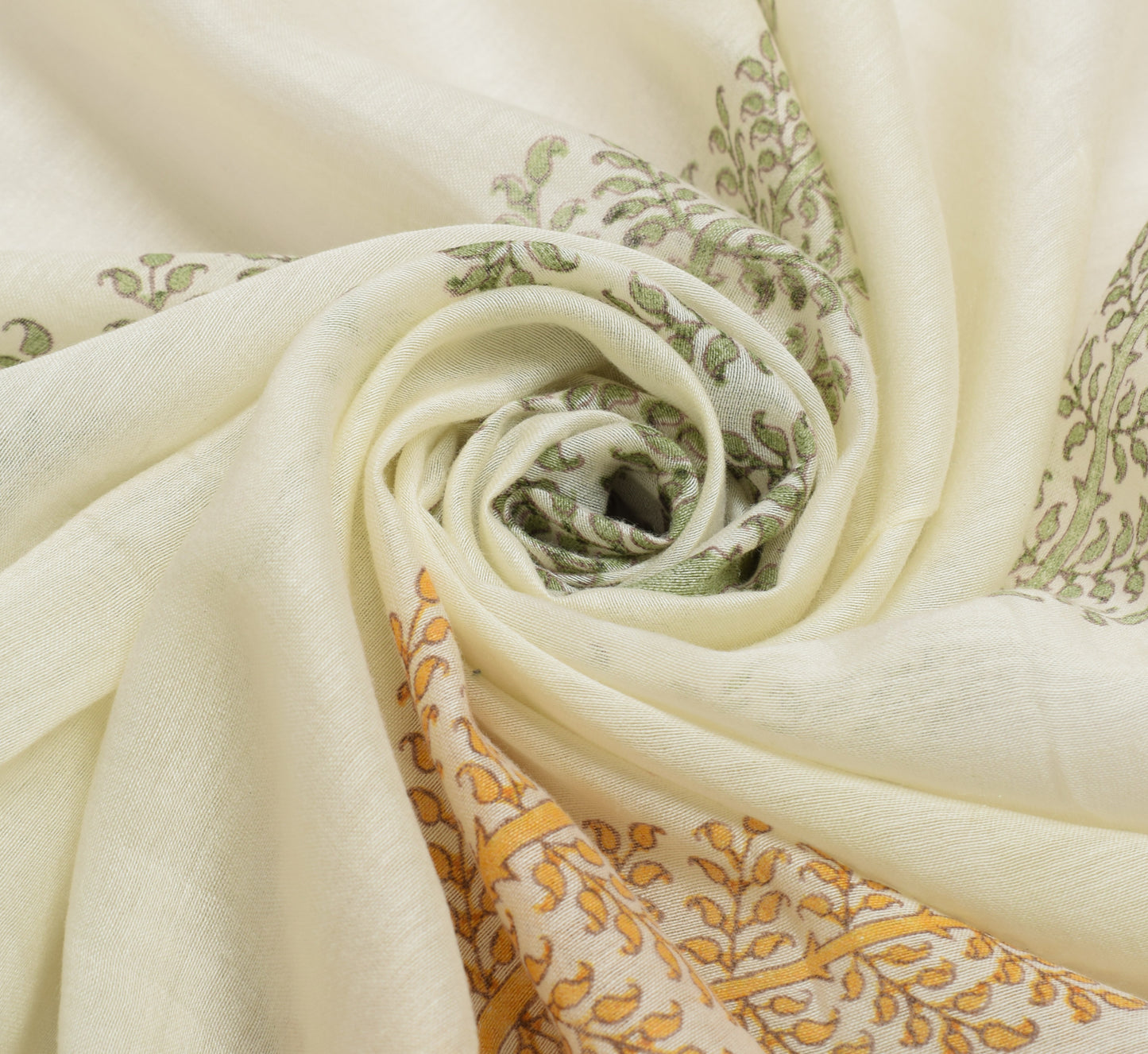 Sushila Vintage Indian Cream Dupatta 100% Pure Silk Printed Long Stole Scarves