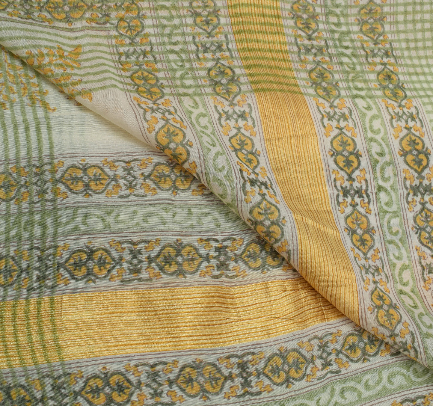 Sushila Vintage Indian Cream Dupatta 100% Pure Silk Printed Long Stole Scarves