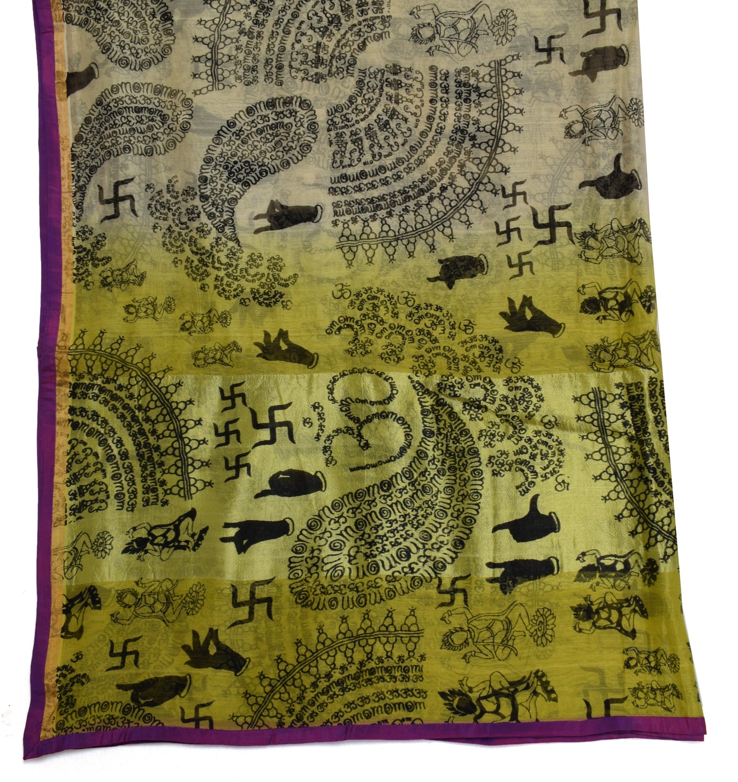 Sushila Vintage Indian Cream Dupatta Blend Silk Printed Long Stole Hijab Veil