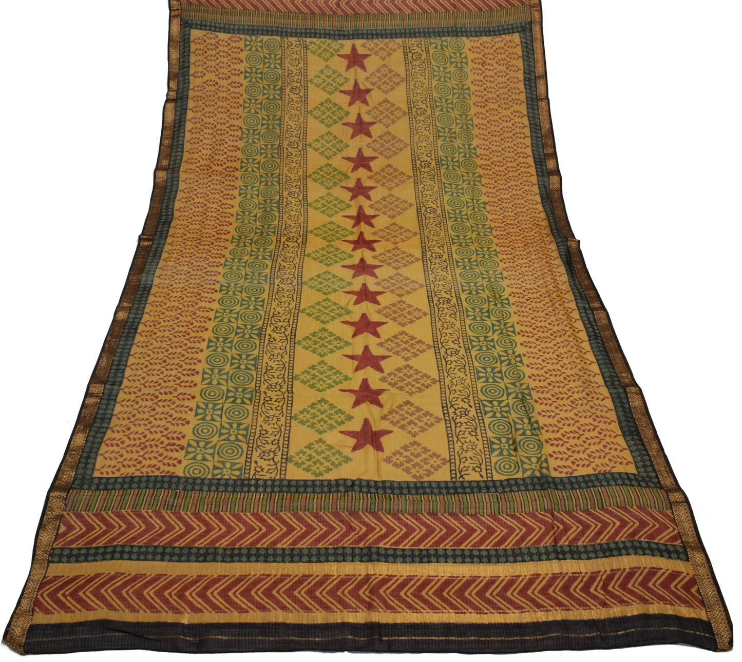 Sushila Vintage Indian Green Dupatta 100% Pure Cotton Printed Long Stole Hijab