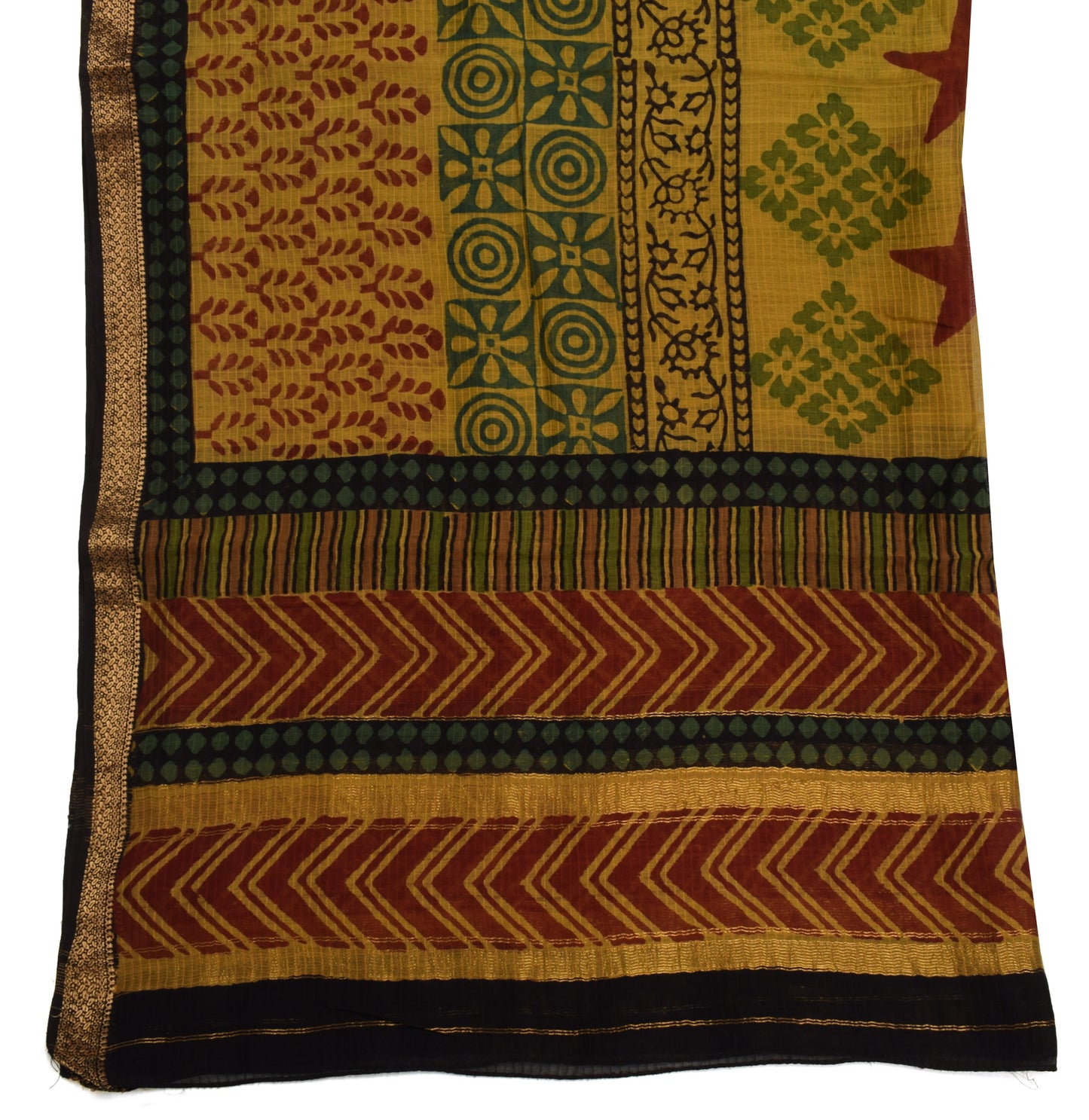 Sushila Vintage Indian Green Dupatta 100% Pure Cotton Printed Long Stole Hijab