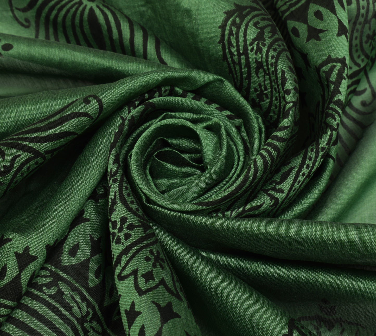 Sushila Vintage Indian Green Dupatta Blend Silk Hand Block Printed Long Stole
