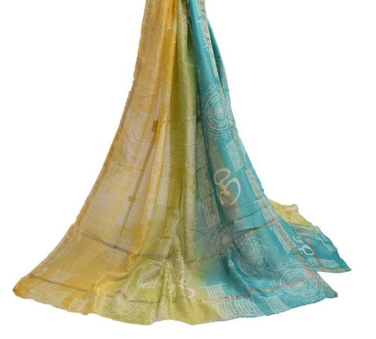 Sushila Vintage Indian Dupatta 100% Pure Silk Printed Long Stole Veil Scarves