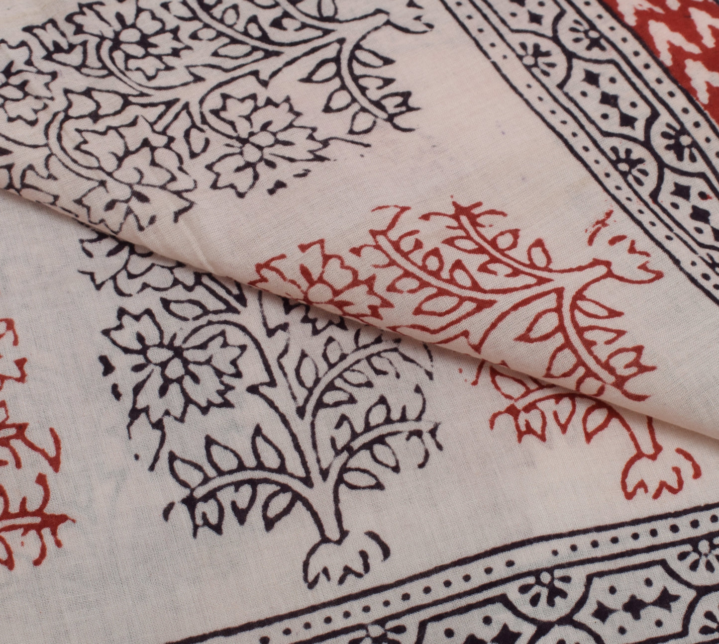Sushila Vintage Cream Dupatta 100% Pure Cotton Hand Block Printed Long Stole