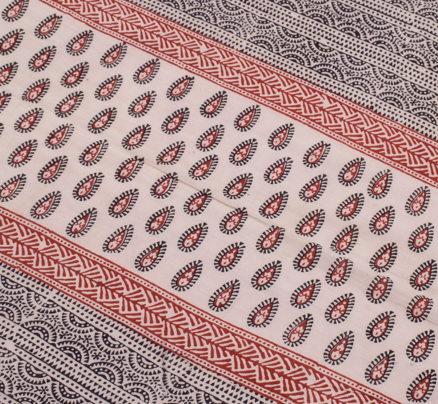 Sushila Vintage Cream Dupatta 100% Pure Cotton Hand Block Printed Long Stole