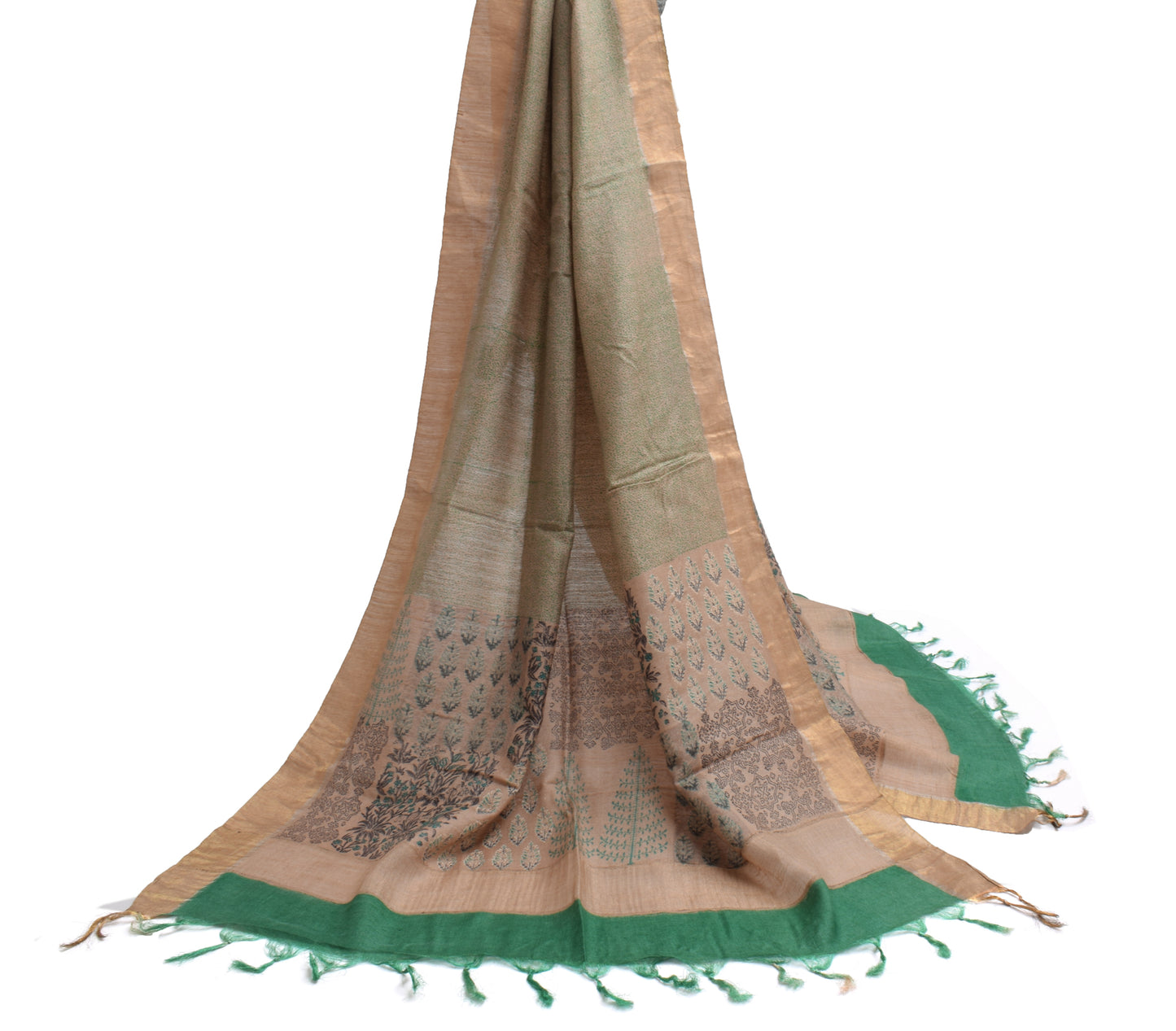 Sushila Vintage Indian Dupatta 100% Pure Silk Printed Long Stole Wrap Scarves