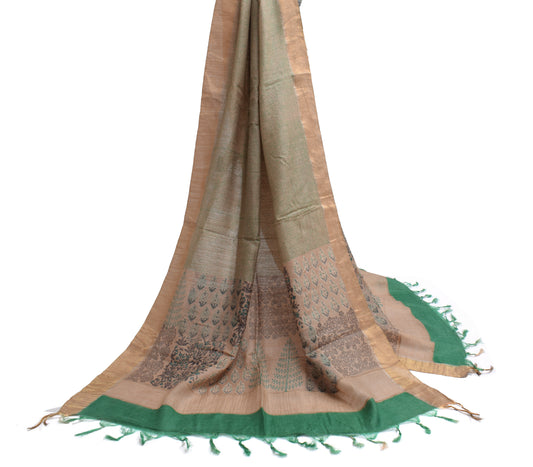 Sushila Vintage Indian Dupatta 100% Pure Silk Printed Long Stole Wrap Scarves