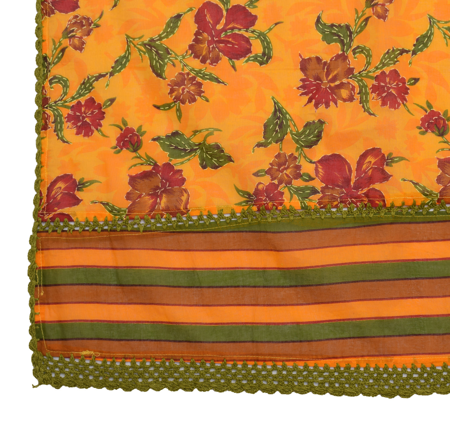 Sushila Vintage Indian Yellow Dupatta 100% Pure Cotton Printed Long Stole Hijab