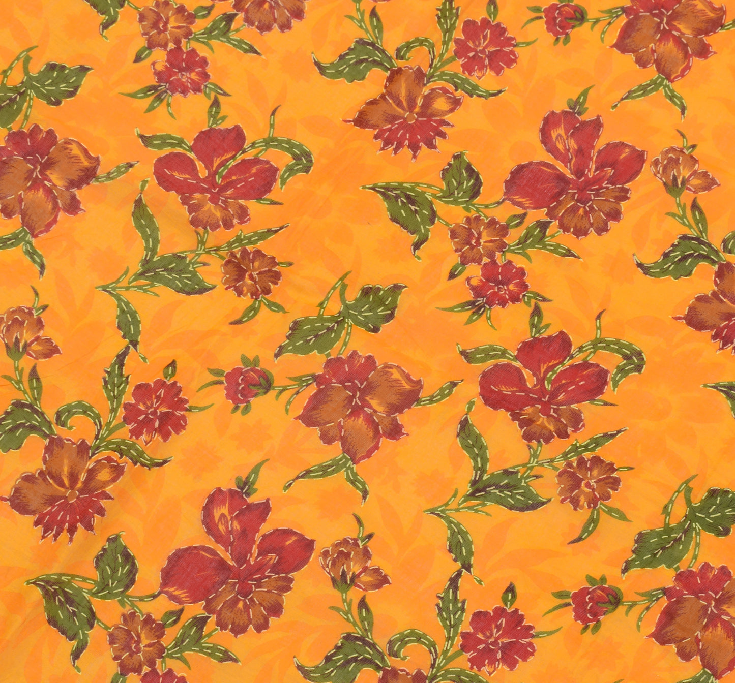 Sushila Vintage Indian Yellow Dupatta 100% Pure Cotton Printed Long Stole Hijab