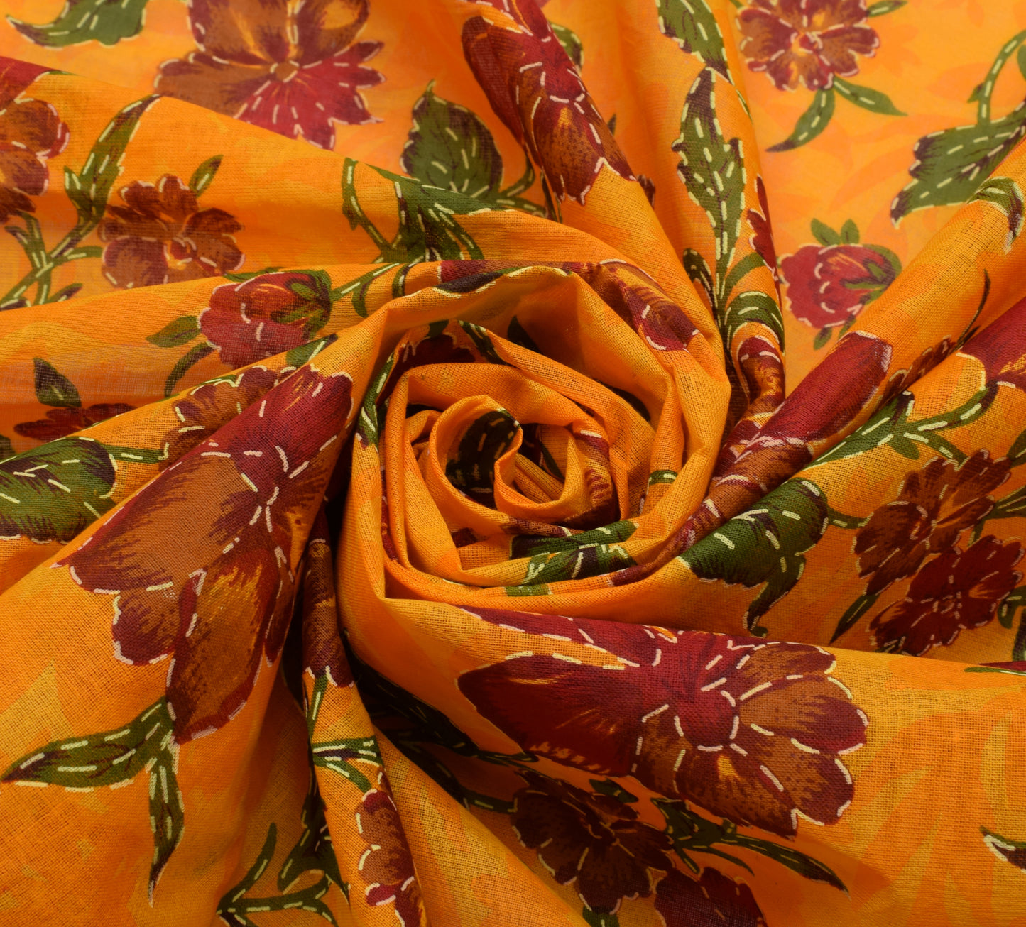 Sushila Vintage Indian Yellow Dupatta 100% Pure Cotton Printed Long Stole Hijab