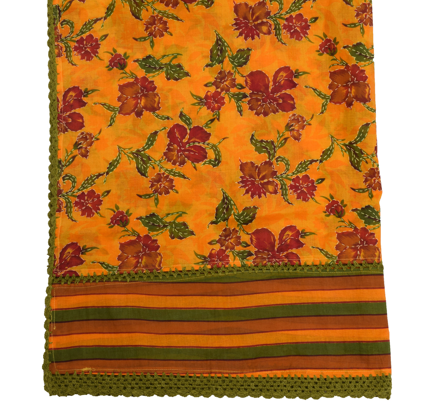Sushila Vintage Indian Yellow Dupatta 100% Pure Cotton Printed Long Stole Hijab