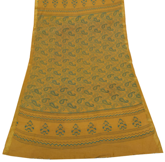 Sushila Vintage Indian Green Dupatta 100% Pure Cotton Paisley Long Stole Hijab