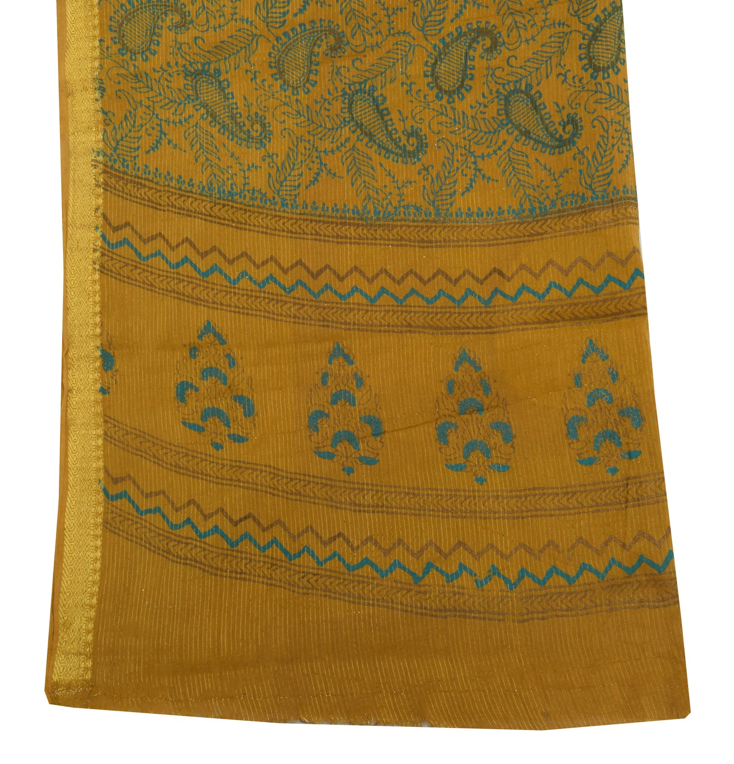 Sushila Vintage Indian Green Dupatta 100% Pure Cotton Paisley Long Stole Hijab