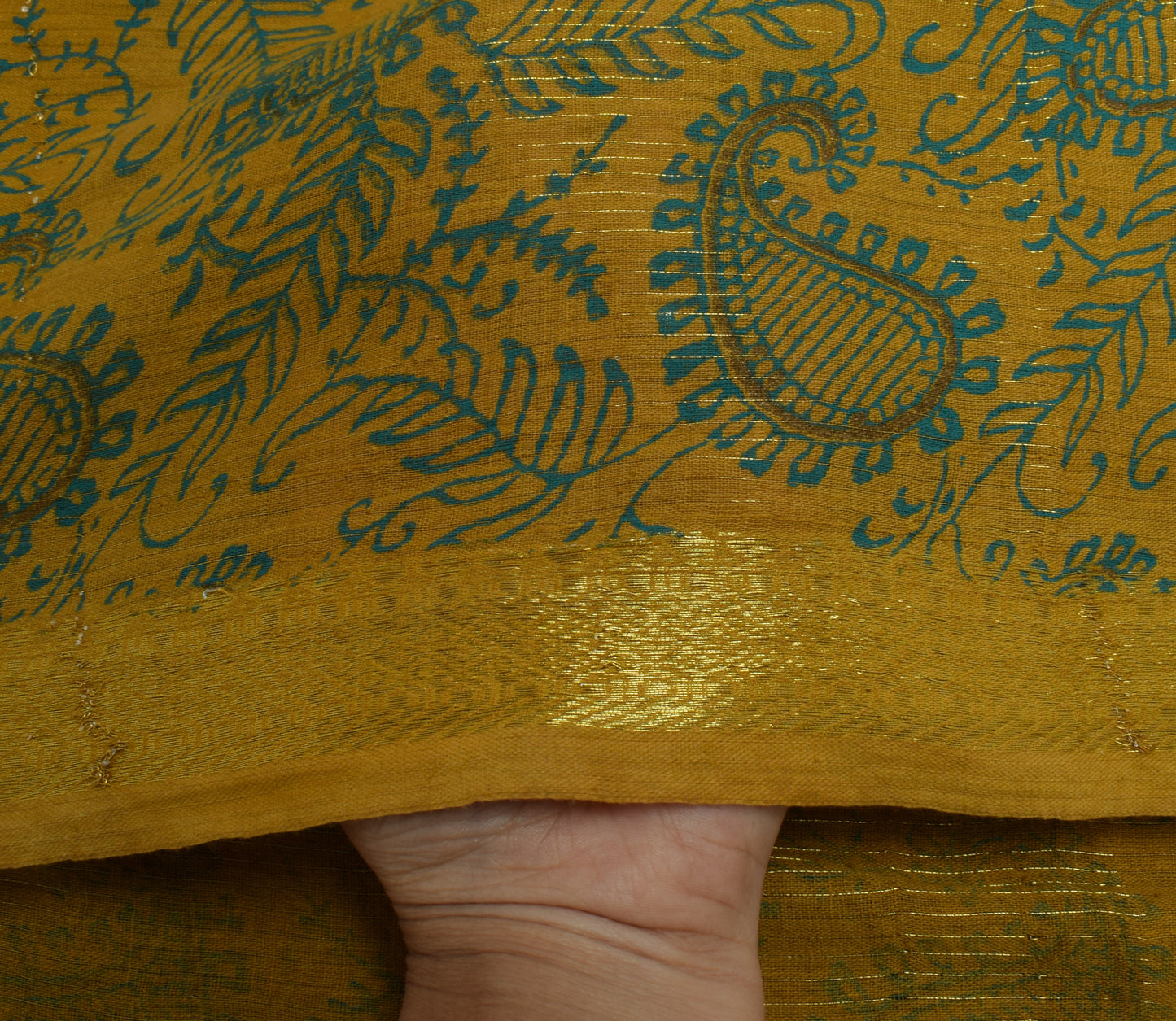 Sushila Vintage Indian Green Dupatta 100% Pure Cotton Paisley Long Stole Hijab