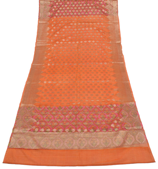 Sushila Vintage Orange Dupatta Blend Cotton Zari Woven & Printed Long Stole