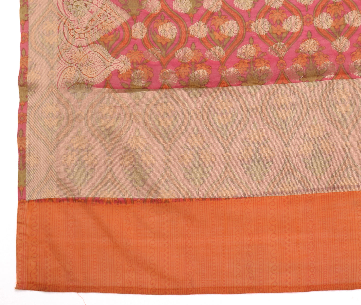 Sushila Vintage Orange Dupatta Blend Cotton Zari Woven & Printed Long Stole