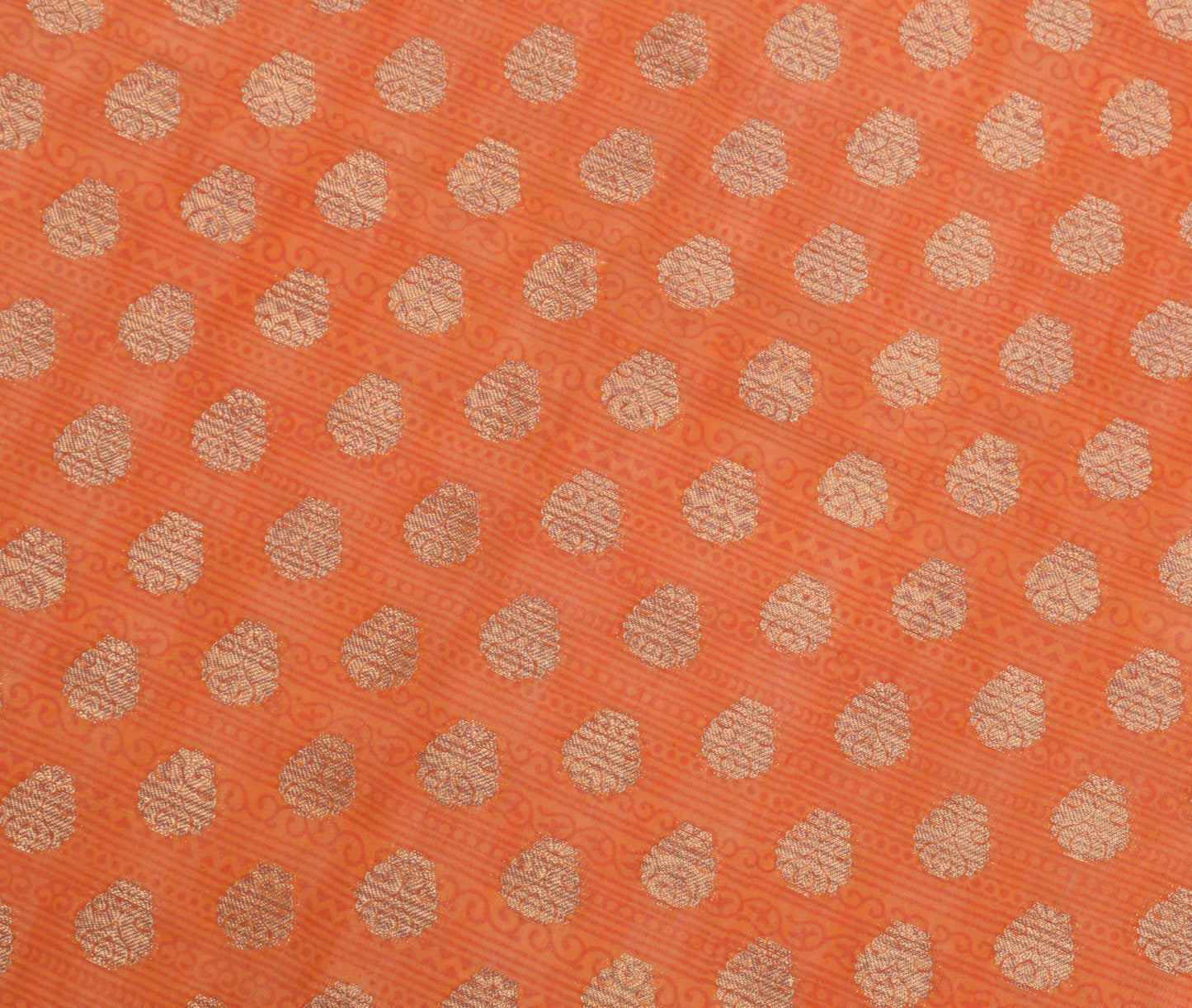 Sushila Vintage Orange Dupatta Blend Cotton Zari Woven & Printed Long Stole