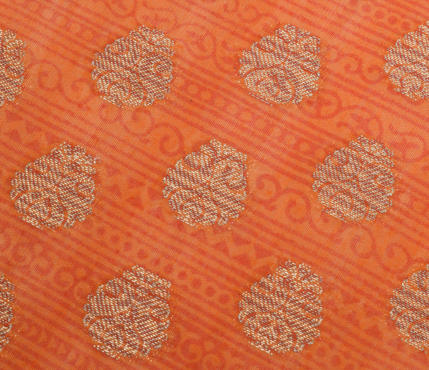 Sushila Vintage Orange Dupatta Blend Cotton Zari Woven & Printed Long Stole