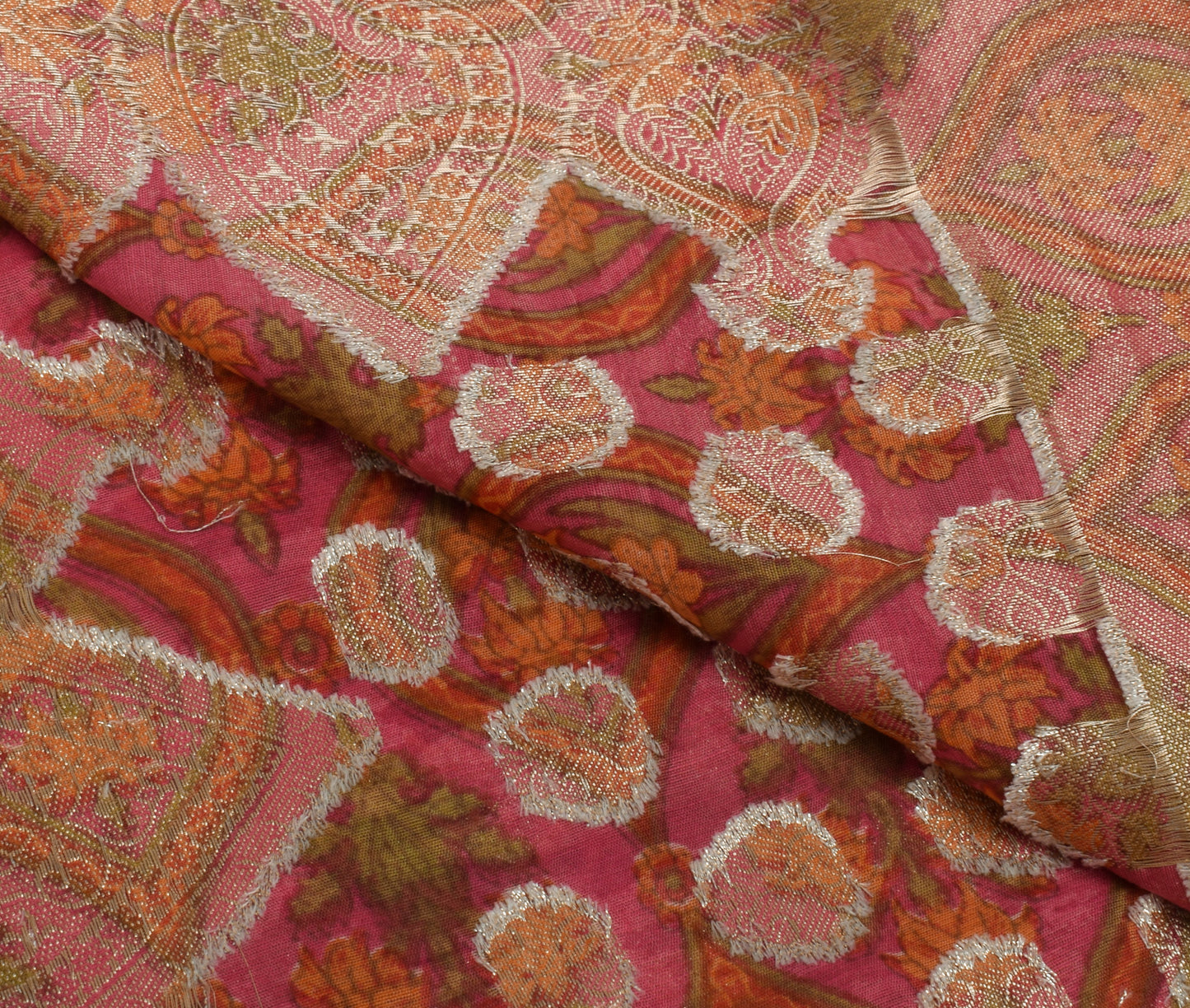 Sushila Vintage Orange Dupatta Blend Cotton Zari Woven & Printed Long Stole