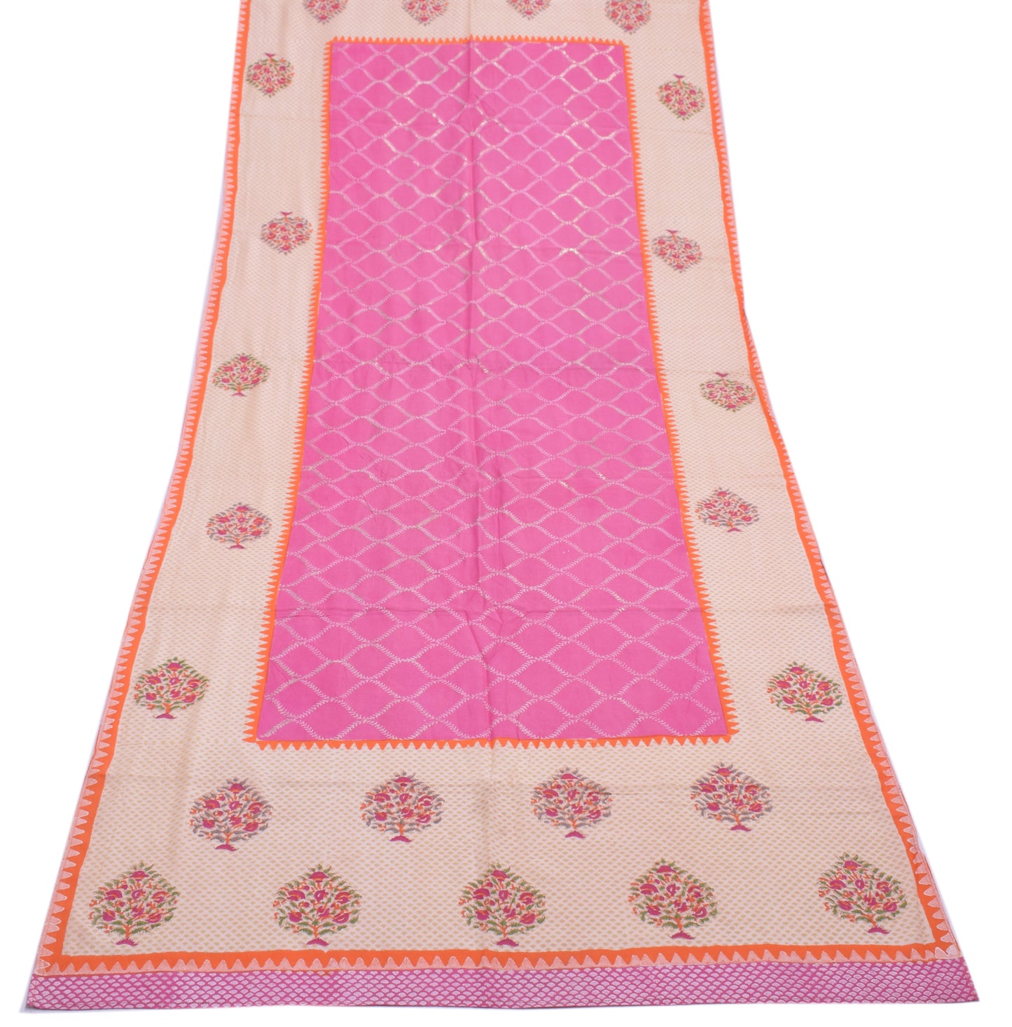 Sushila Vintage Pink Dupatta 100% Pure Cotton Printed Long Stole Hijab Scarves