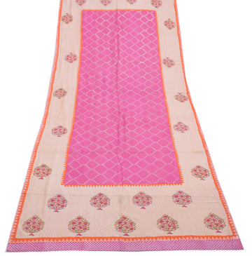 Sushila Vintage Pink Dupatta 100% Pure Cotton Printed Long Stole Hijab Scarves