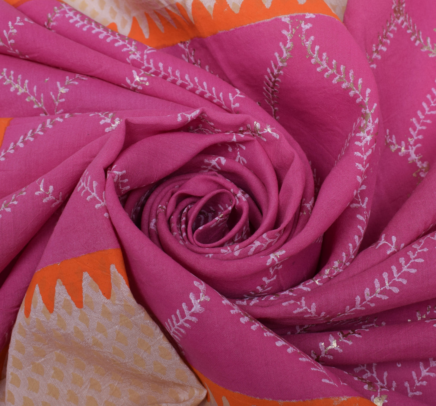 Sushila Vintage Pink Dupatta 100% Pure Cotton Printed Long Stole Hijab Scarves