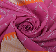 Sushila Vintage Pink Dupatta 100% Pure Cotton Printed Long Stole Hijab Scarves
