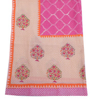 Sushila Vintage Pink Dupatta 100% Pure Cotton Printed Long Stole Hijab Scarves
