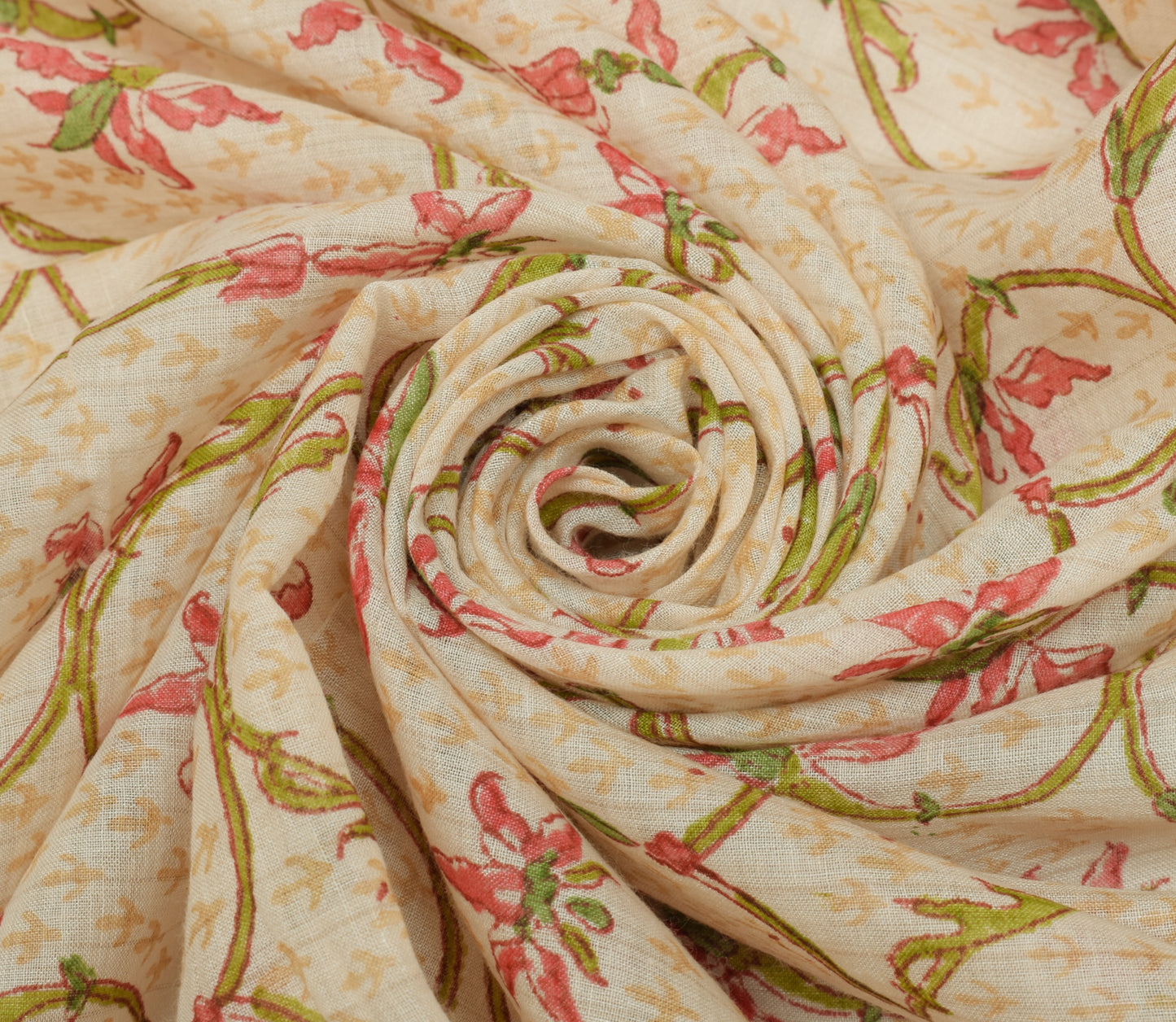 Sushila Vintage Indian Cream Dupatta 100% Pure Silk Printed Long Stole Scarves