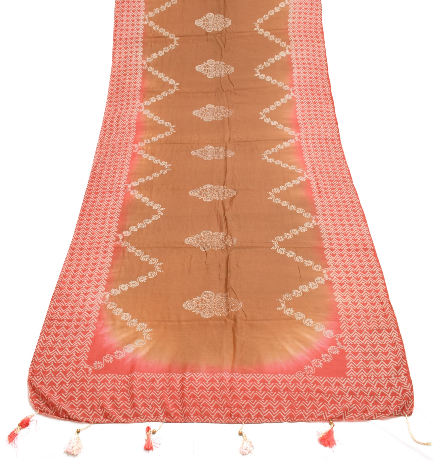 Sushila Vintage Indian Brown Dupatta Blend Silk Printed Long Stole Hijab Scarves