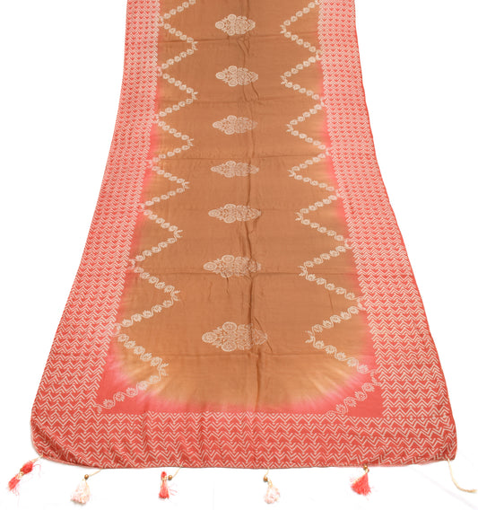 Sushila Vintage Indian Brown Dupatta Blend Silk Printed Long Stole Hijab Scarves
